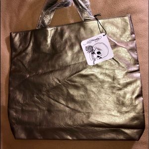 NWT  Ed Hardy Bronze Tote, Folds Flat